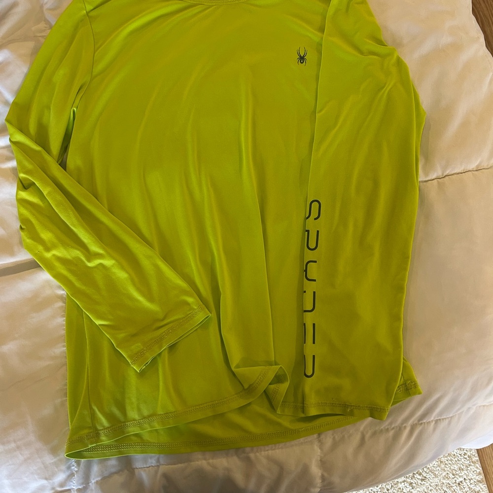 Spyder Men’s Green Long Sleeve rash Guard/ Sun Shirt Large